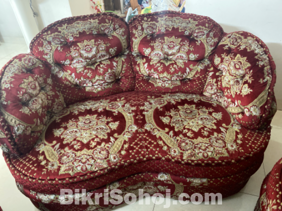 Maroon golden velvet  Usable Sofa 3+2+1 set